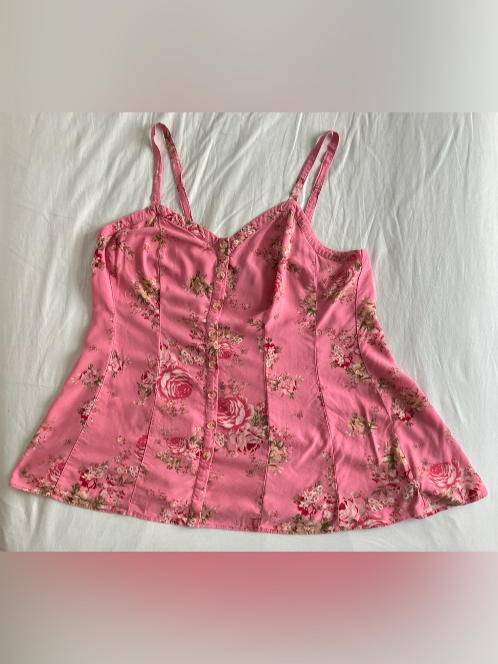 Torrid Pink Floral Button-Front Babydoll Cami Size 1 (US 14-16)